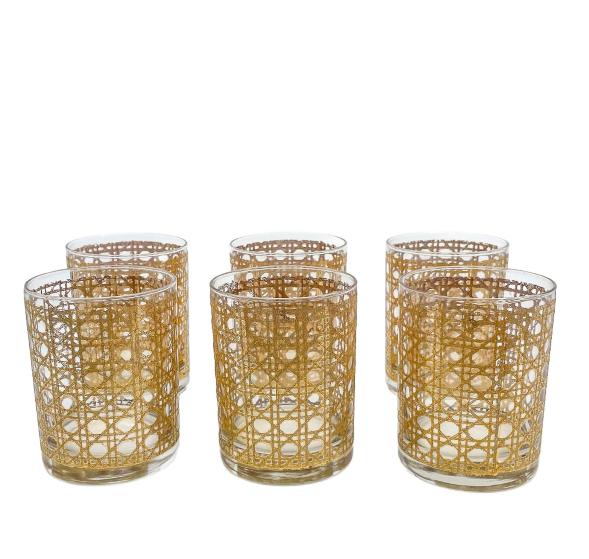 Six Vintage 22k Gold Cane Glasses