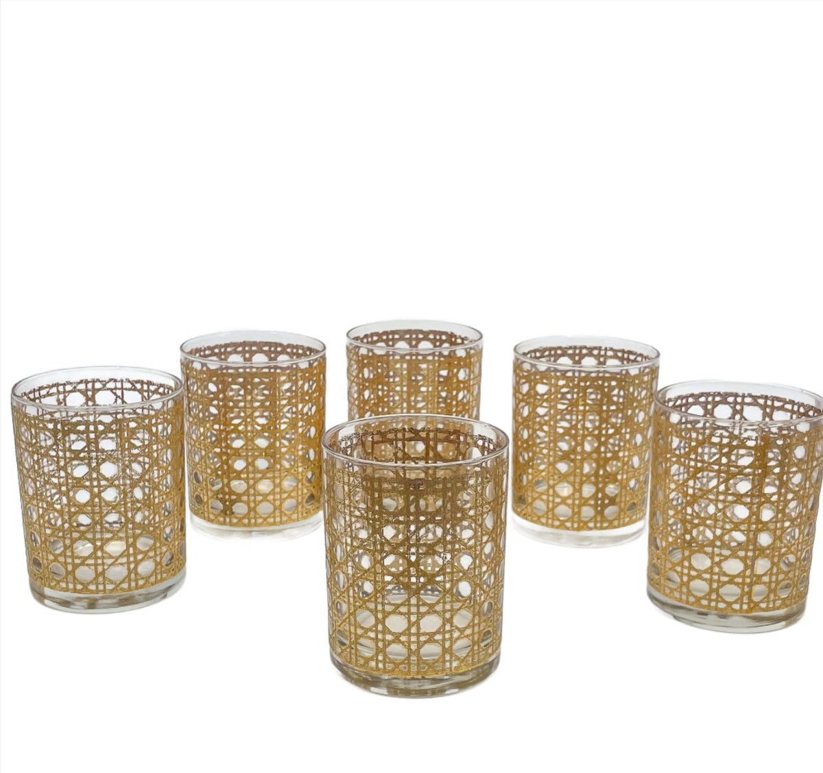 Six Vintage 22k Gold Cane Glasses | Maison George
