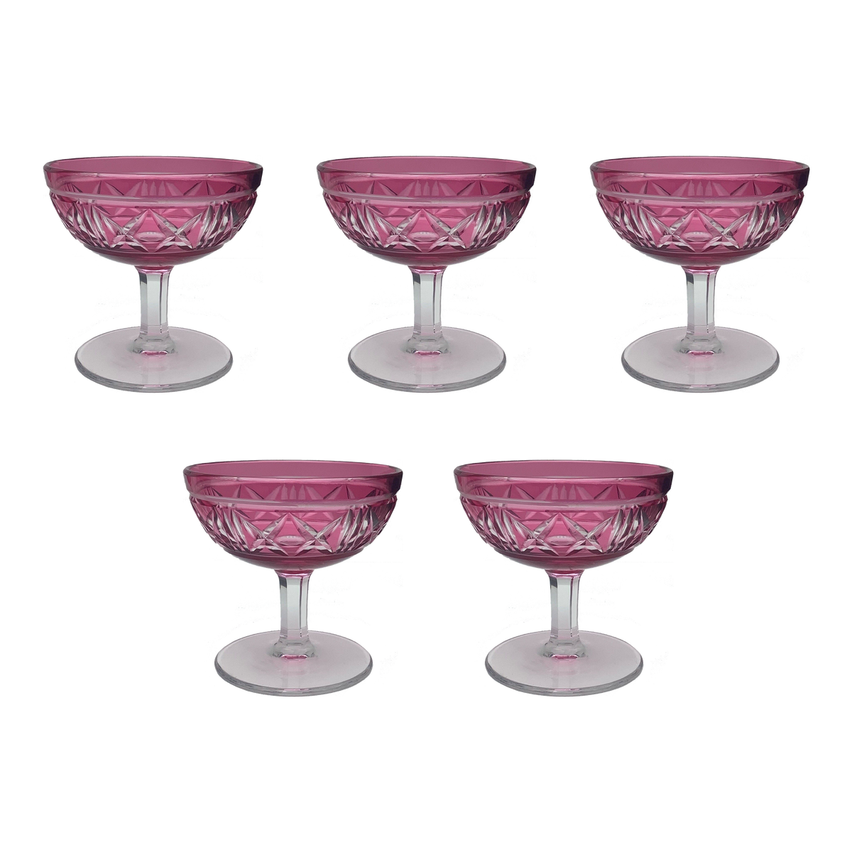 Set of 5 Val Saint Lambert Coupe Glasses | Maison George