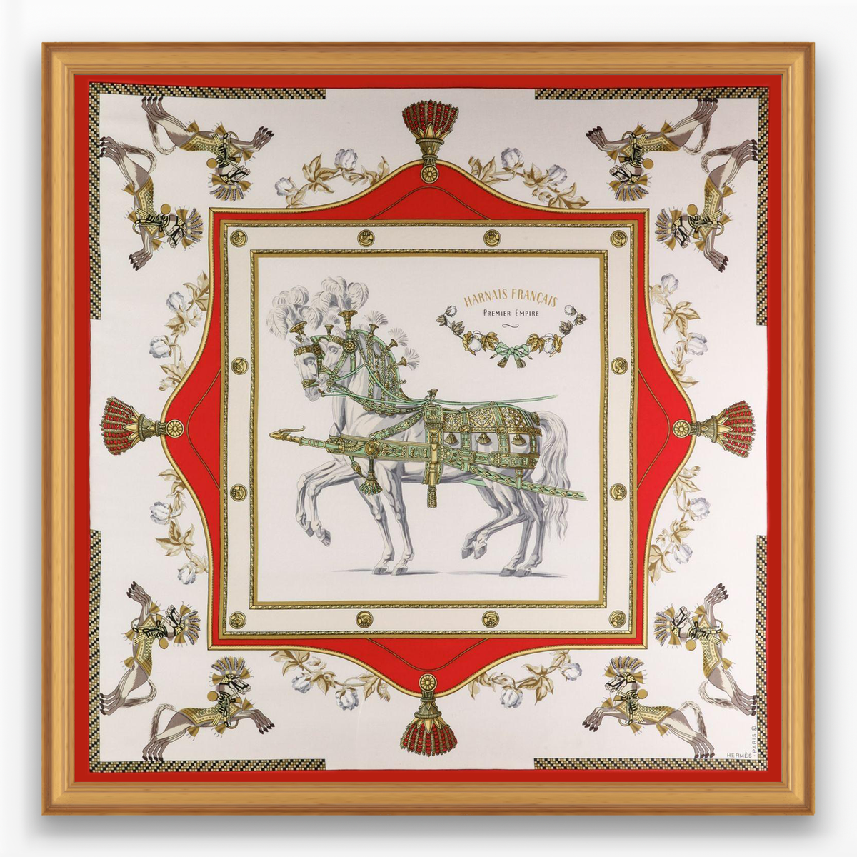 HERMES エスメス カレ90 HARNAIS FRANCAIS スカーフ Hermès Harnais Francais Framed Scarf | Maison George