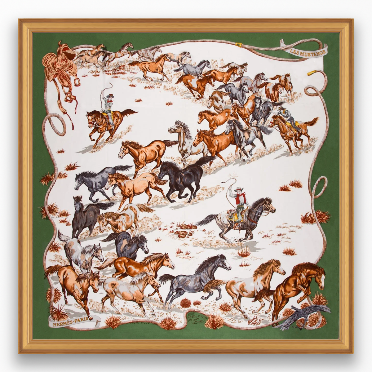 SomaLi / そまり 様ご希望　HERMES　LES MUSTANGS Hermès Les Mustangs Framed Scarf | Maison George