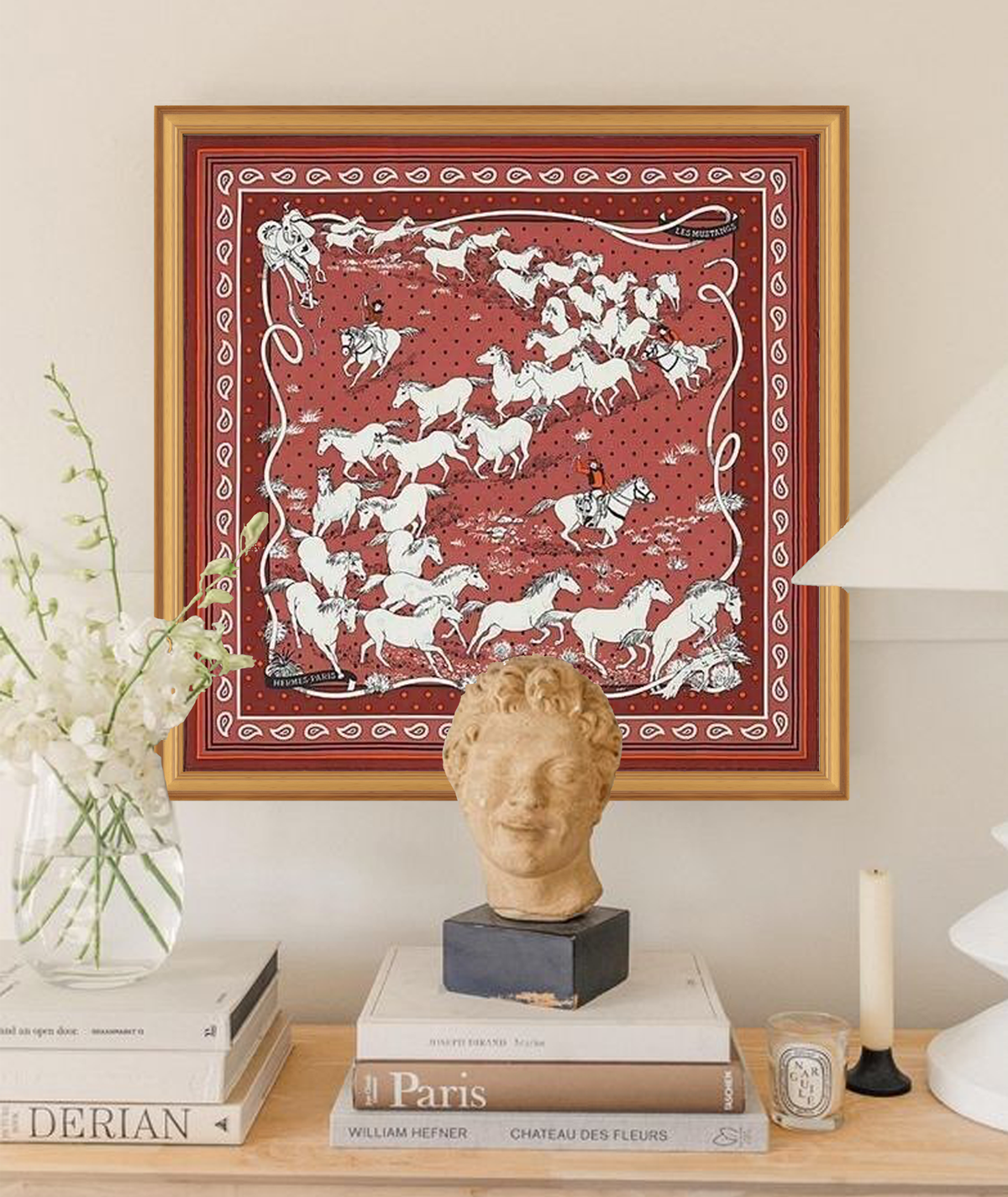 Hermès Les Mustangs Framed Scarf | Maison George