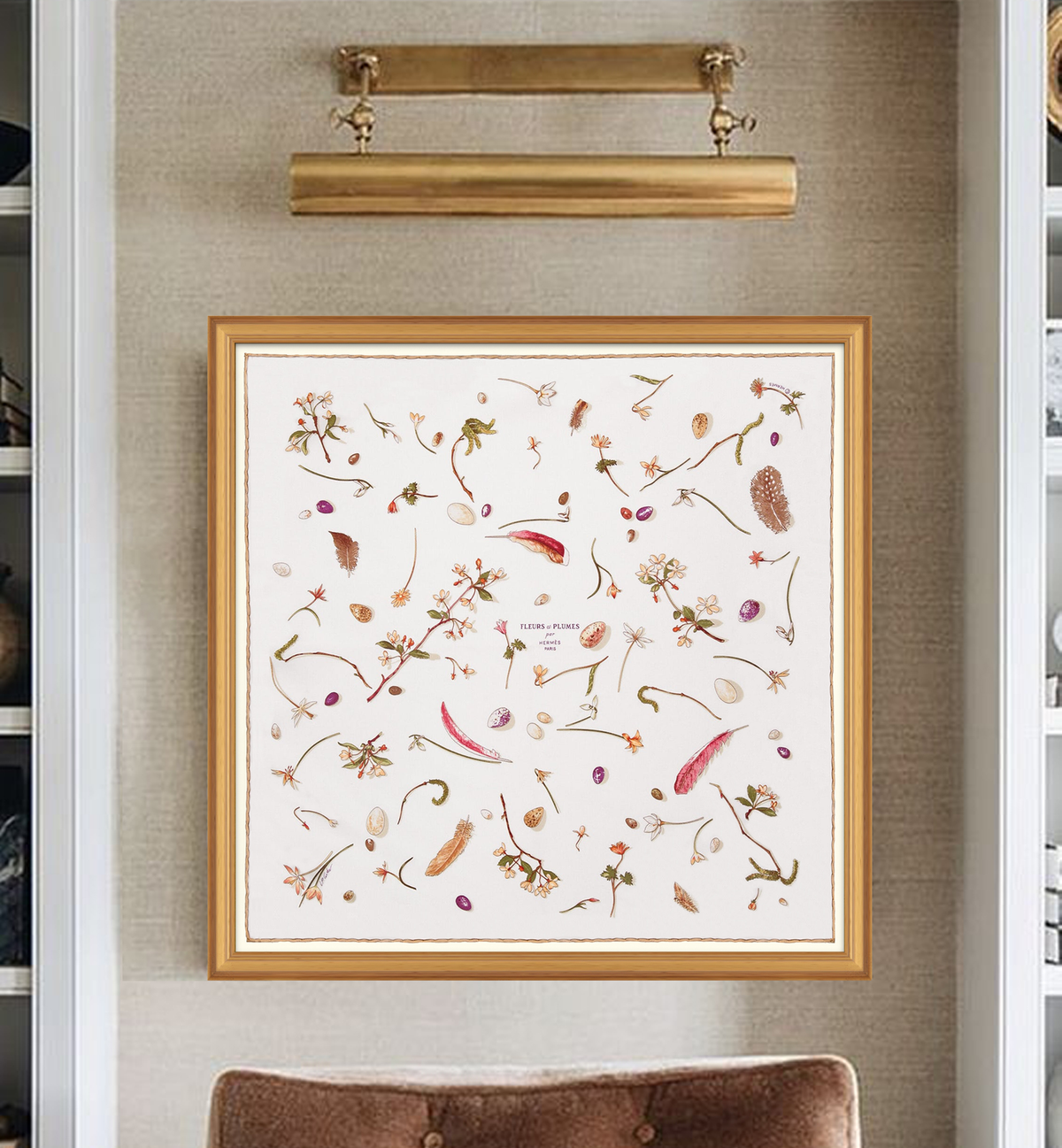 HERMÈS FLEURS et PLUMES スカーフ　　90 Hermès Fleurs et Plumes Framed Scarf | Maison George