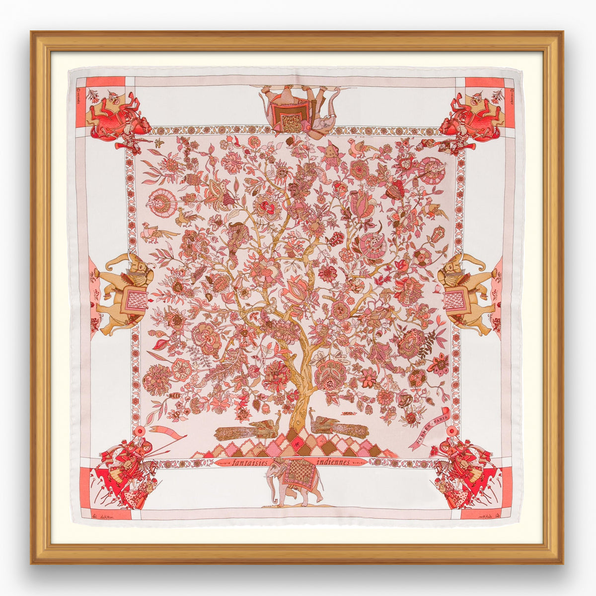 A655 HERMÈS 大判スカーフ fantaisies indiennes Hermès Fantaisies Indiennes Framed Scarf | Maison George