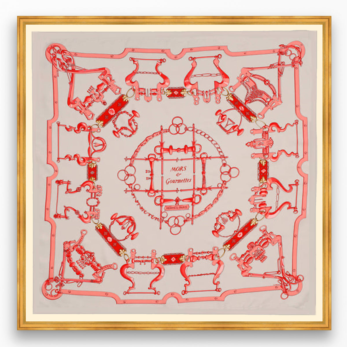 アレンジがたくさん♪HERMES Mors et Gourmettes マキシパレオ Hermès Mors et Gourmettes Framed Scarf | Maison George
