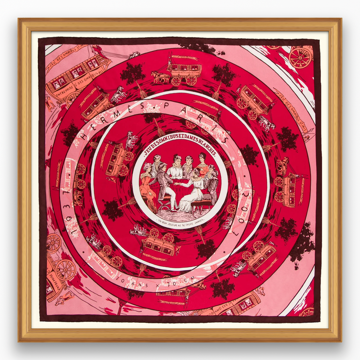 Hermès Jeu des Omnibus et Dames Blanches Framed Scarf | Maison George