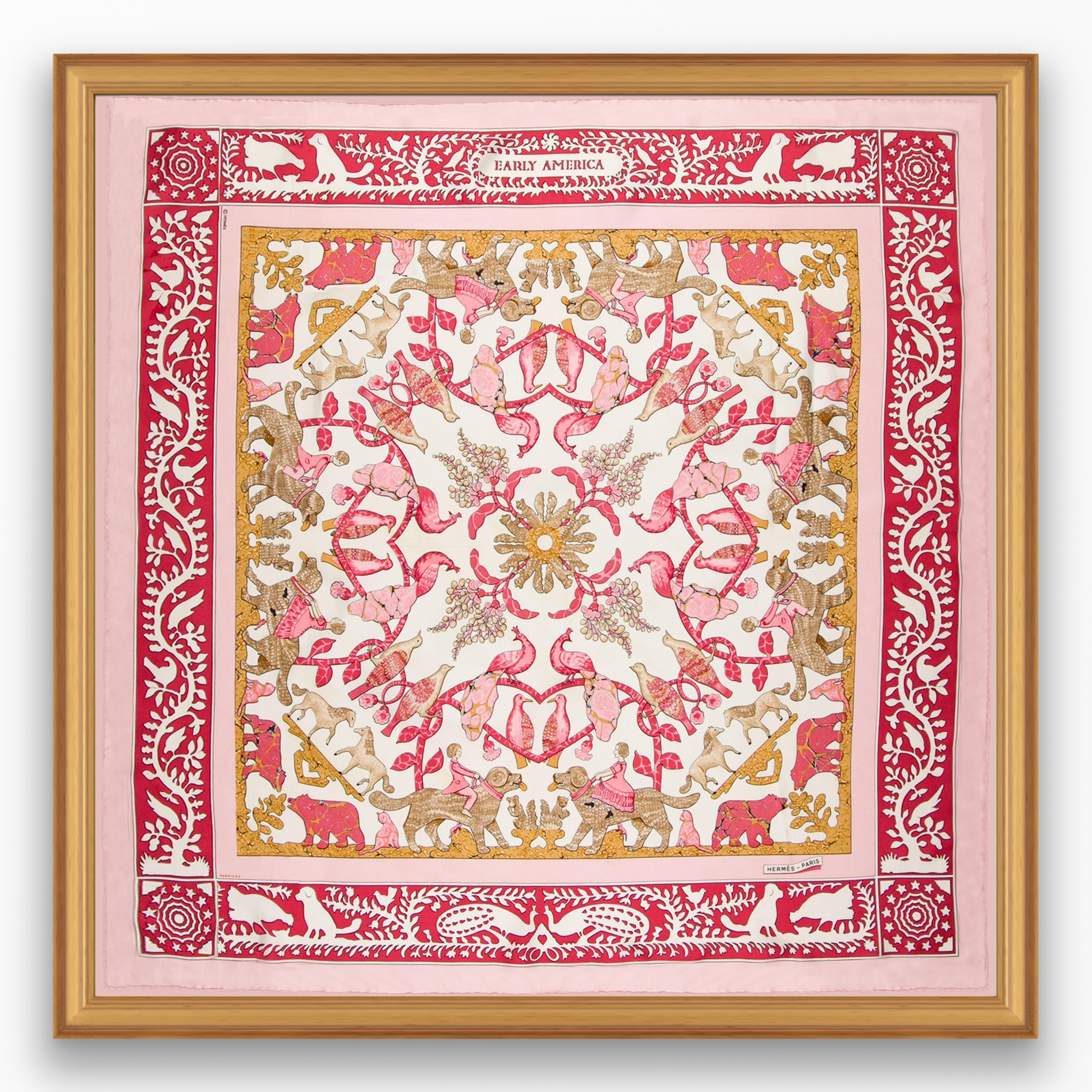 HERMES スカーフ EARLY AMERICA Hermès Early America Framed Scarf | Maison George