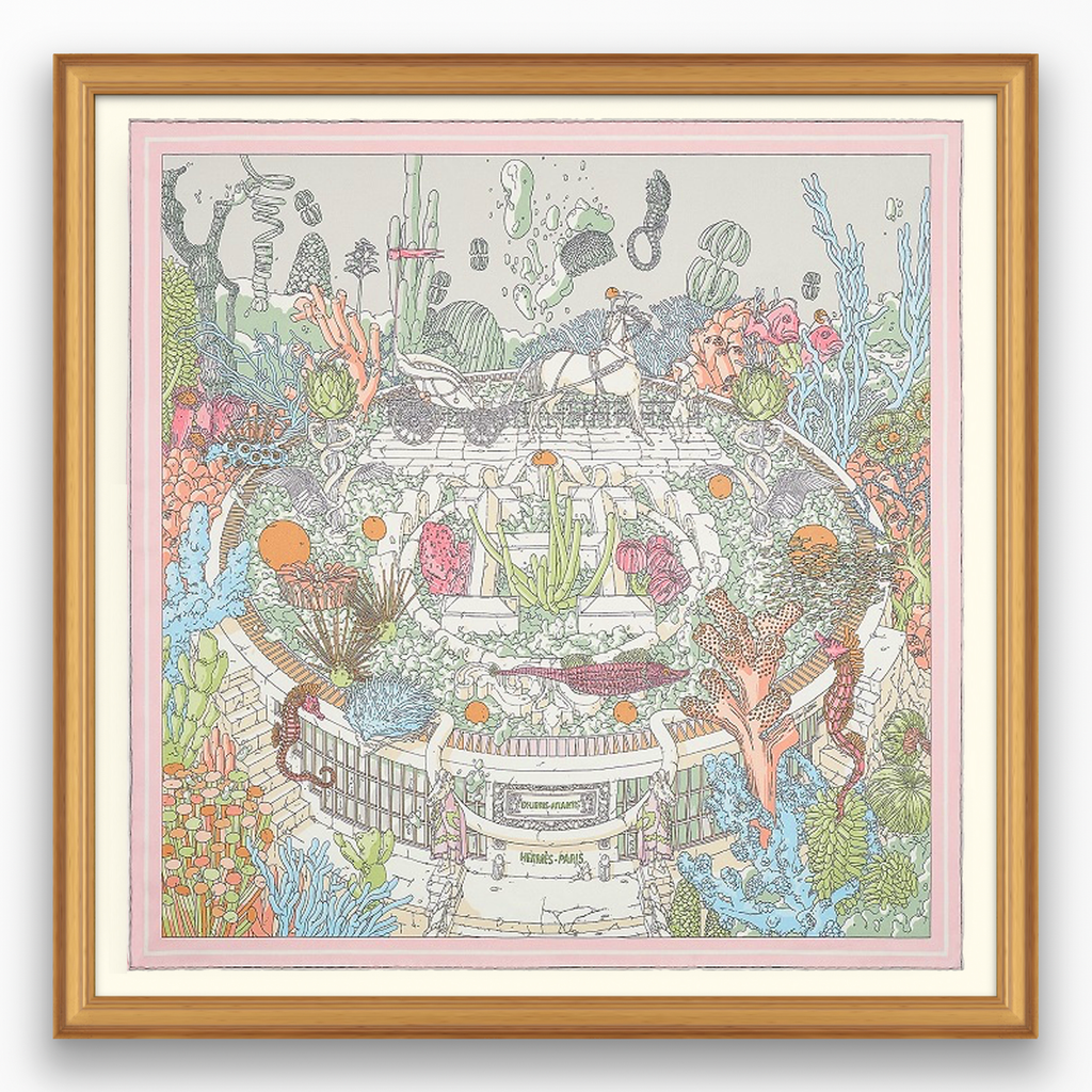 Hermès Ex Libris Atlantis Framed Scarf