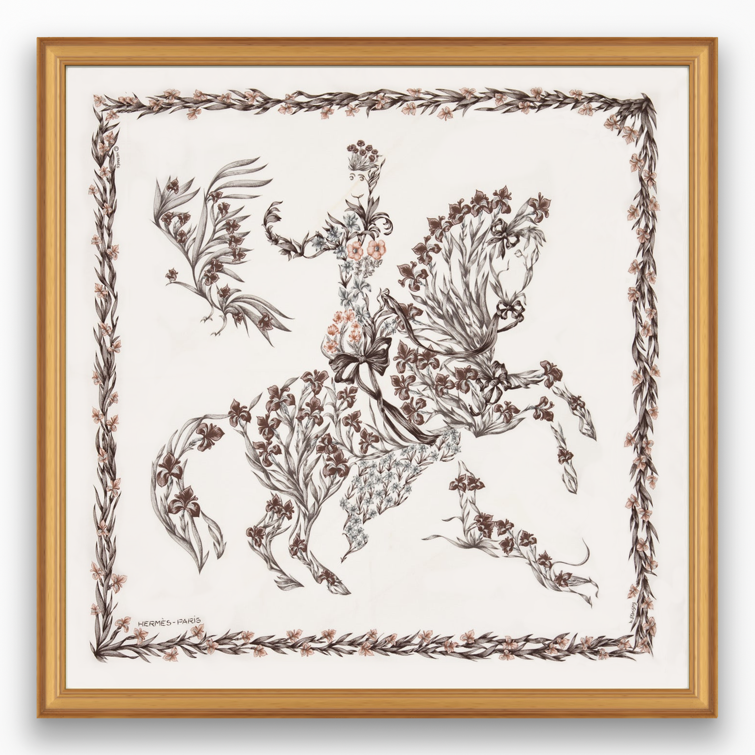 Hermès Cheval Fleuri Framed Scarf | Maison George