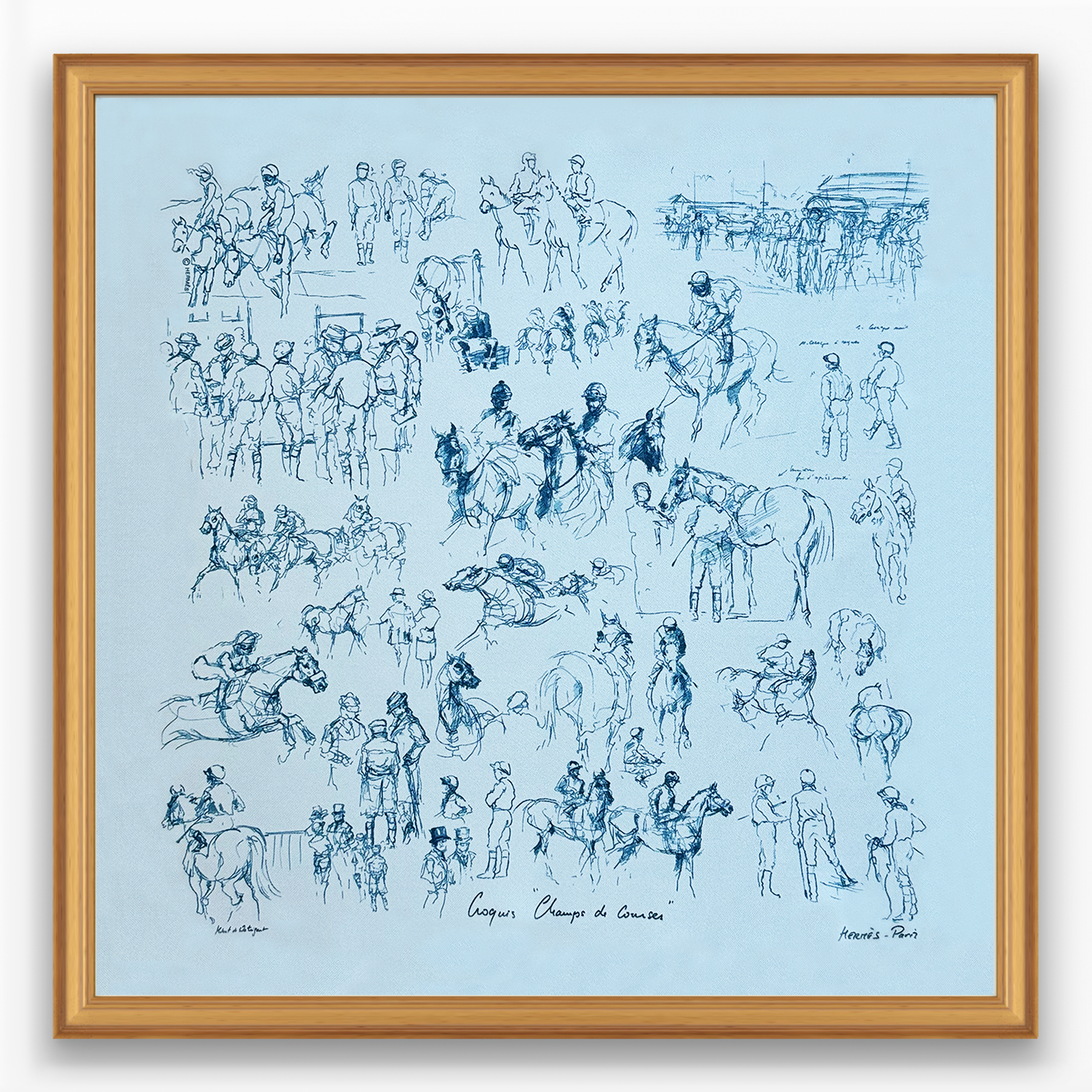Hermès Croquis Champs de Courses Framed Scarf | Maison George Hermès Croquis Champs de Courses Framed Scarf | Maison George