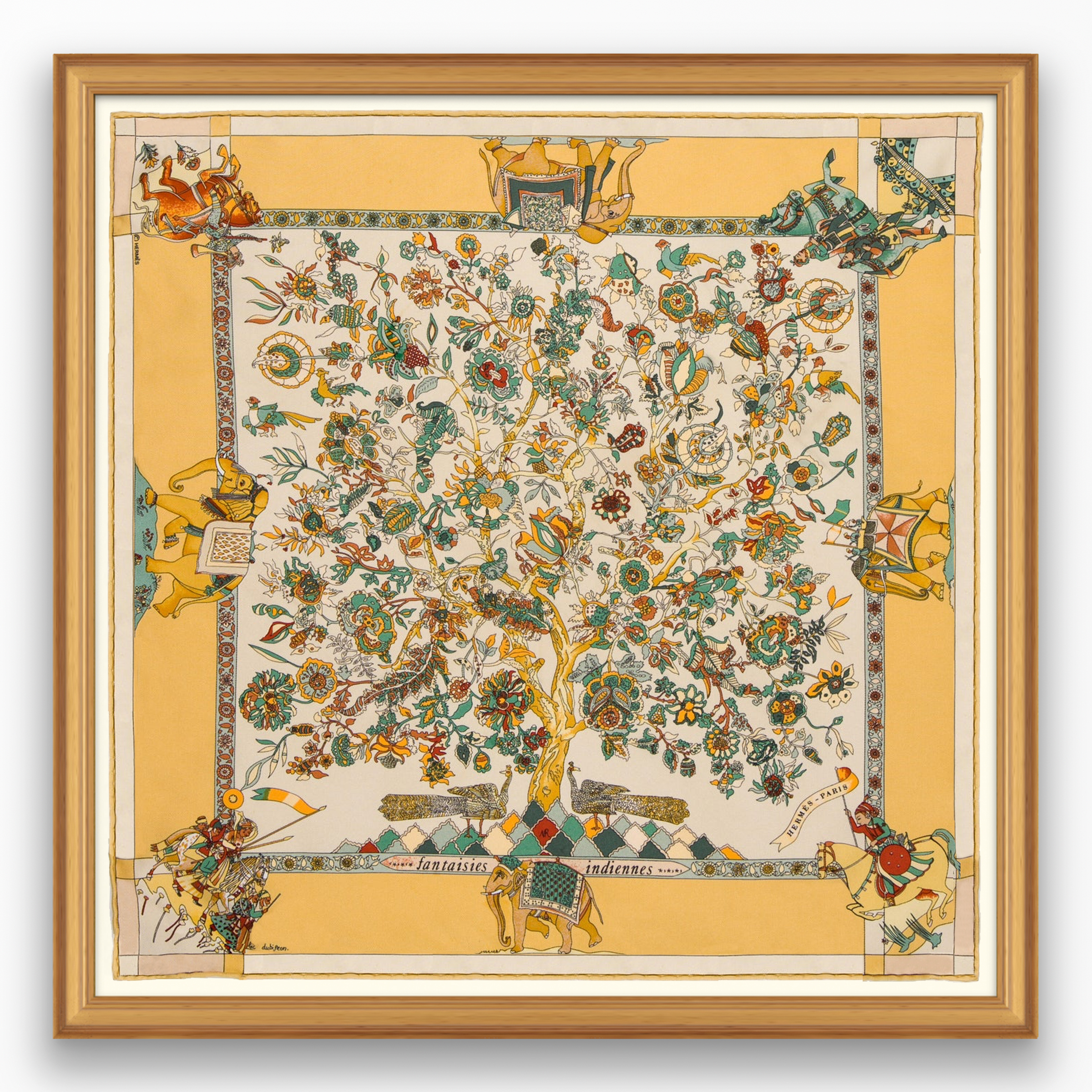 A655 HERMÈS 大判スカーフ fantaisies indiennes Hermès Fantaisies Indiennes Framed Scarf | Maison George