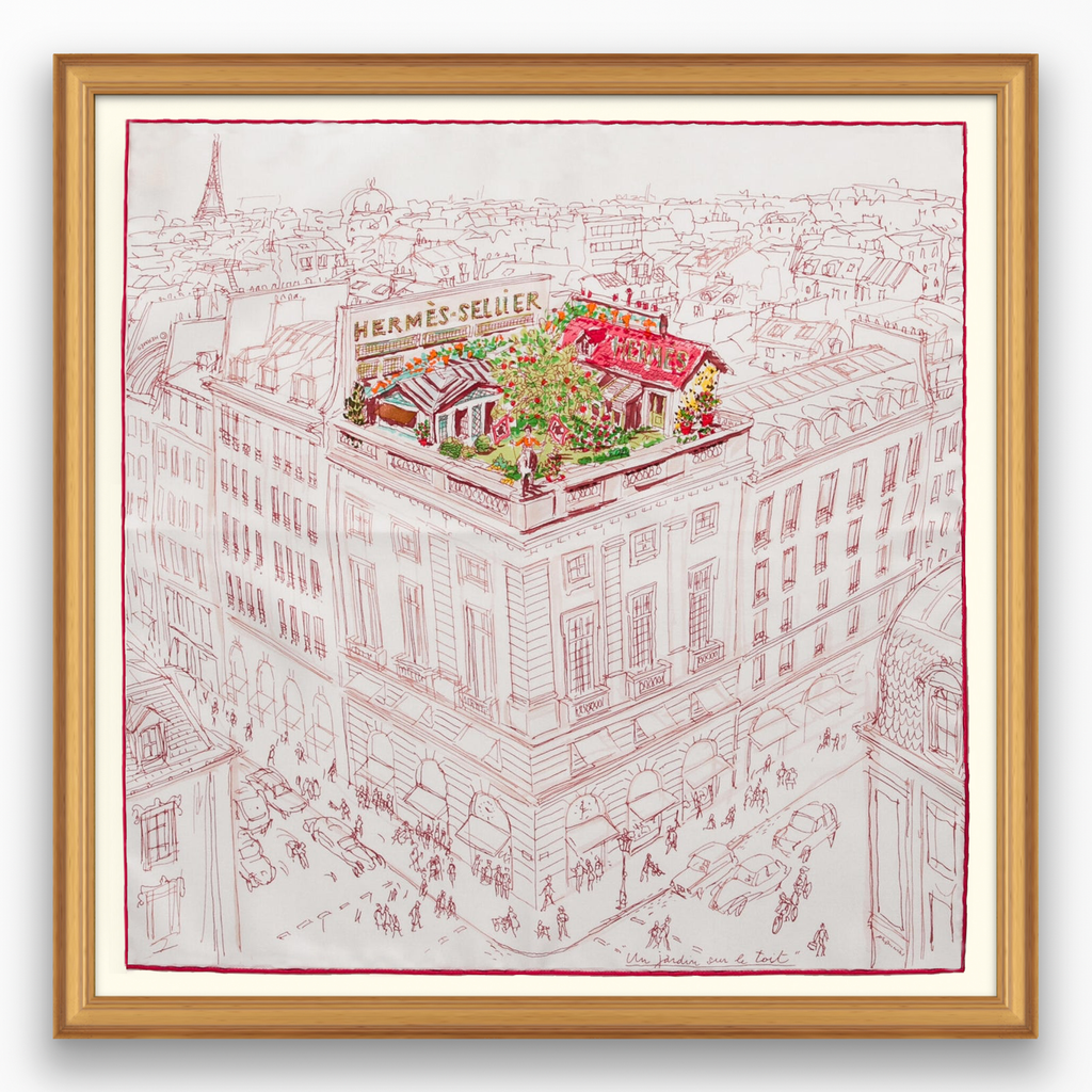 Hermès Un Jardin Sur Le Toit Framed Scarf