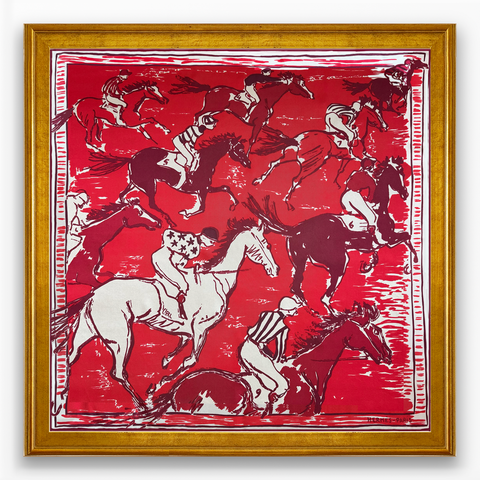 HERMES エルメス ジョッキージャケット 乗馬 えんじ ワインレッド 36 Hermès Jockey Framed Scarf | Maison George
