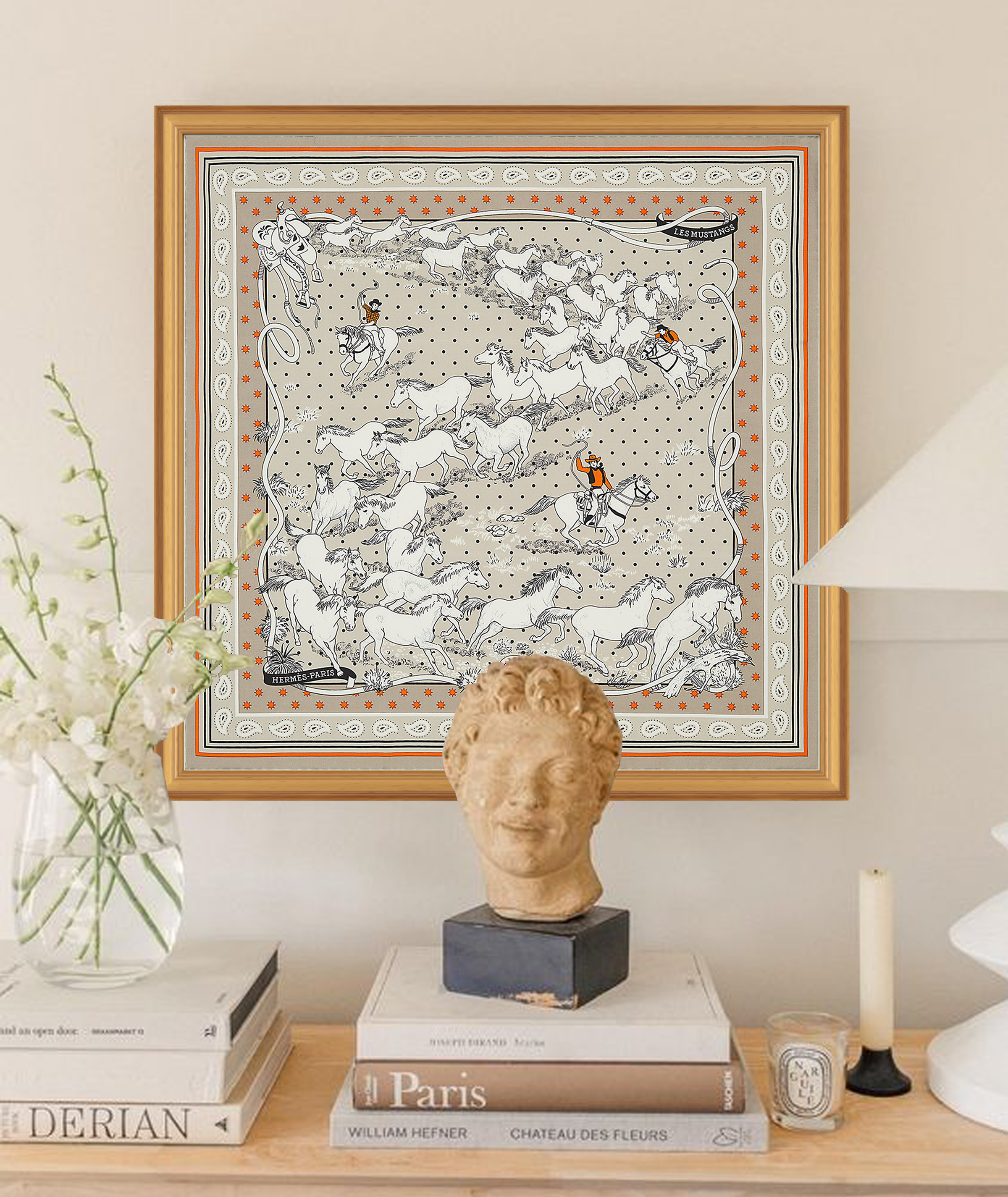 Hermès Les Mustangs Framed Scarf | Maison George
