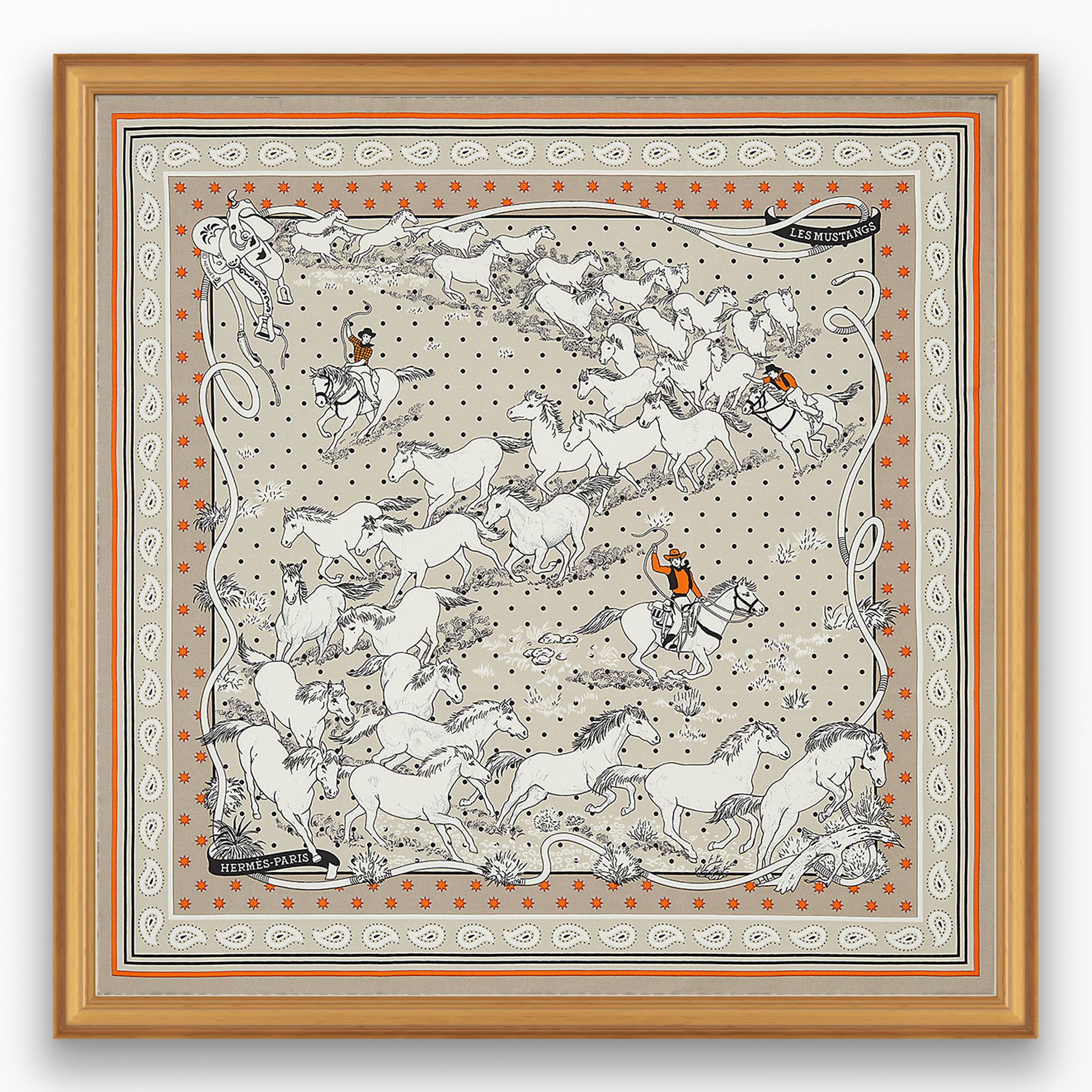 Hermès Les Mustangs Framed Scarf | Maison George