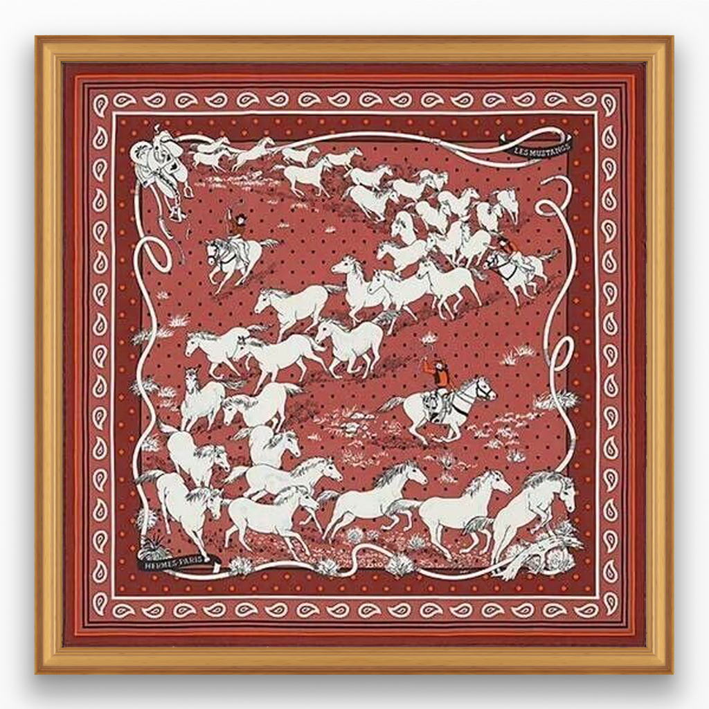 Hermès Les Mustangs Framed Scarf | Maison George Hermès Les Mustangs Framed Scarf | Maison George