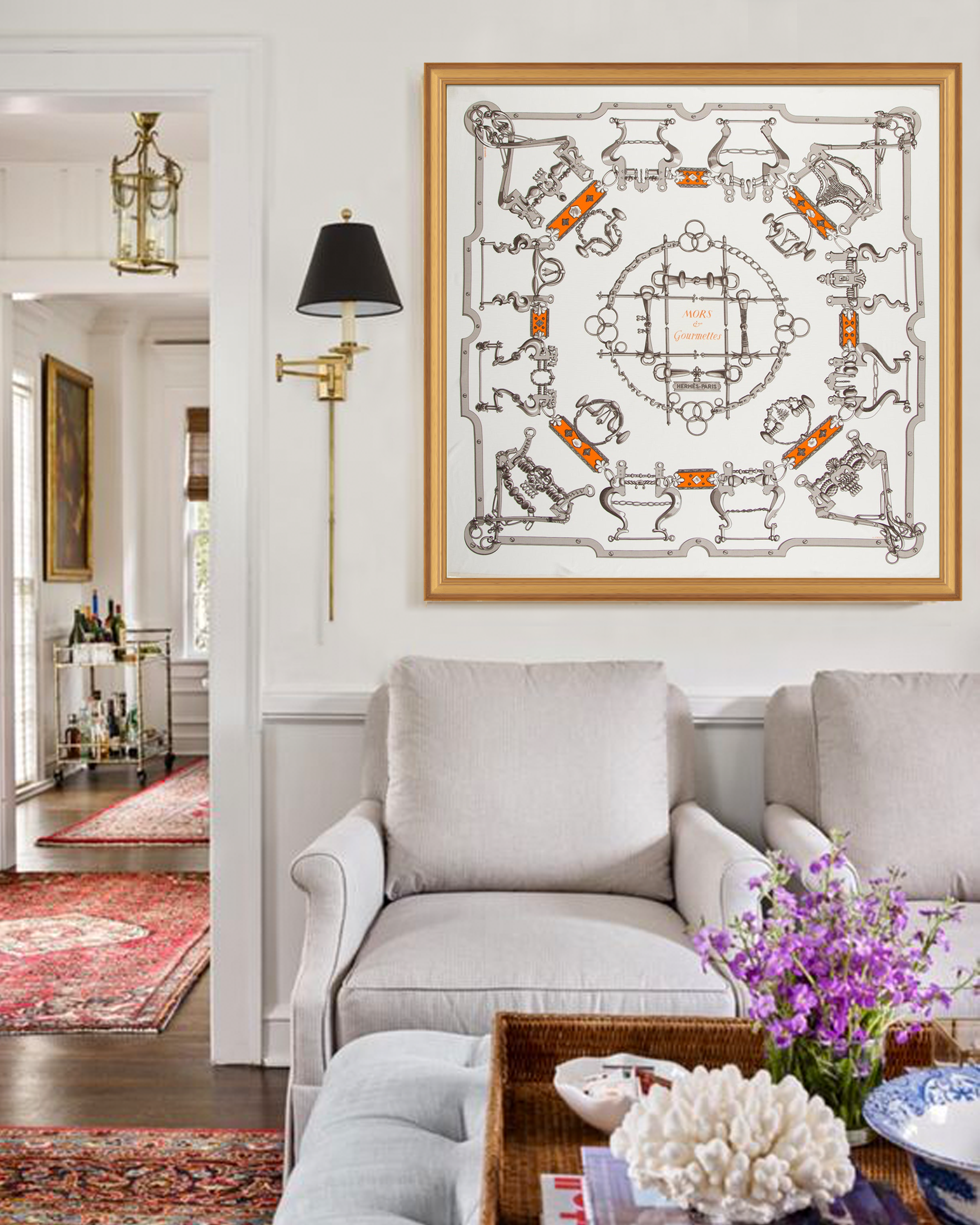 Hermès Mors et Gourmettes Framed Scarf | Maison George