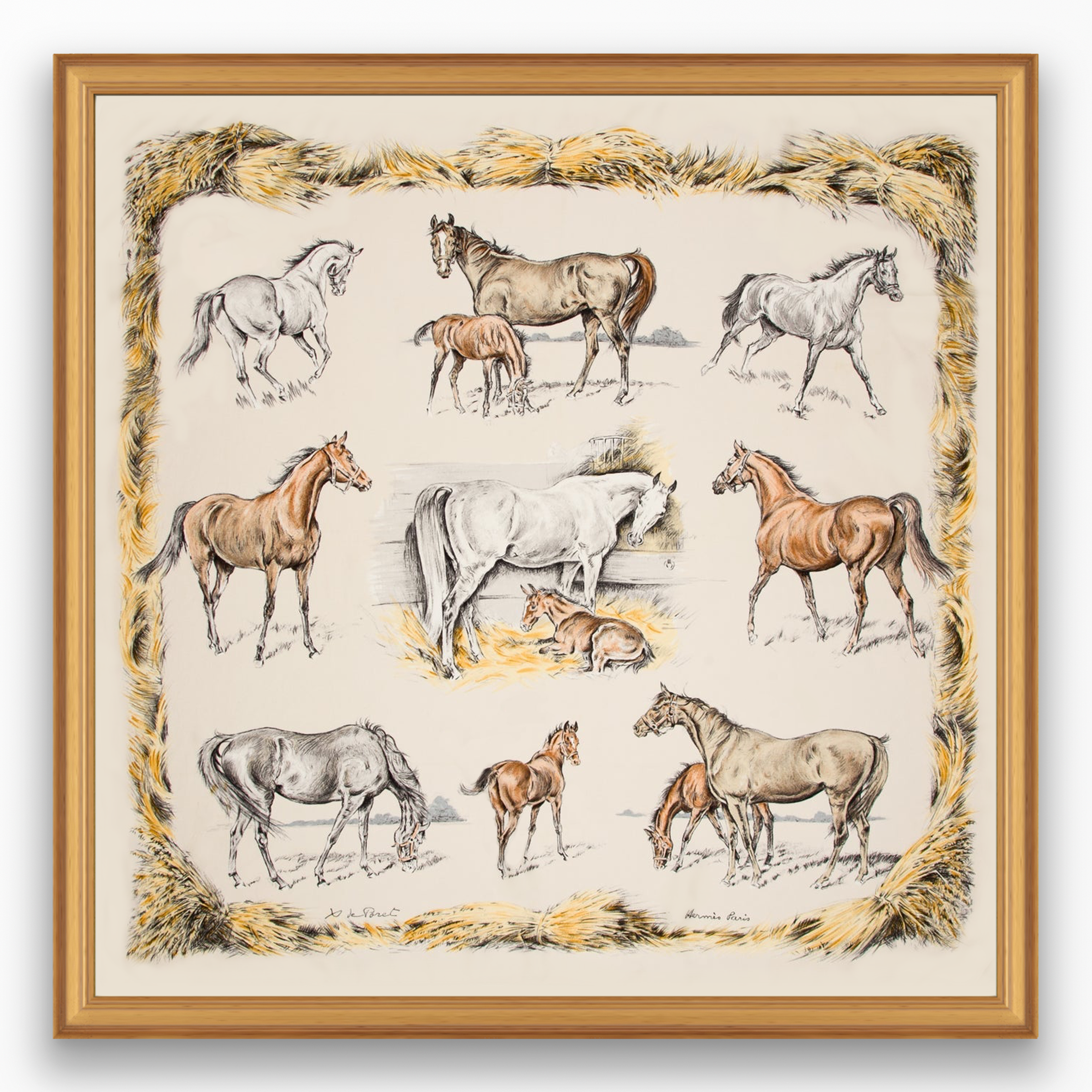 Hermès Les Poulains Framed Scarf | Maison George